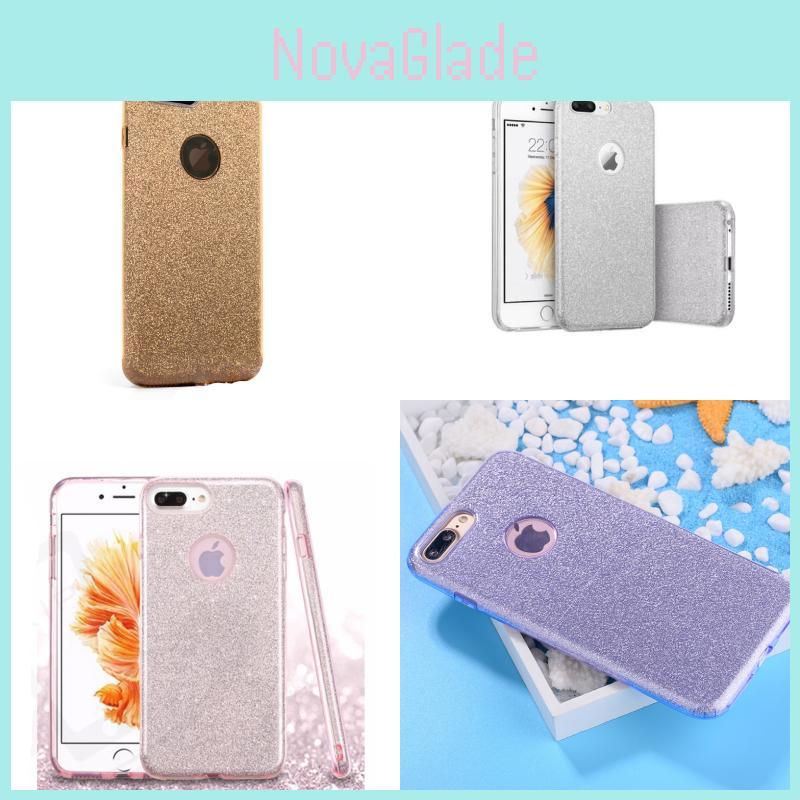 For Apple Iphone 7 Plus Protective Tpu Pc Glitter Phone Case With Full Coverage For Shock Absorption