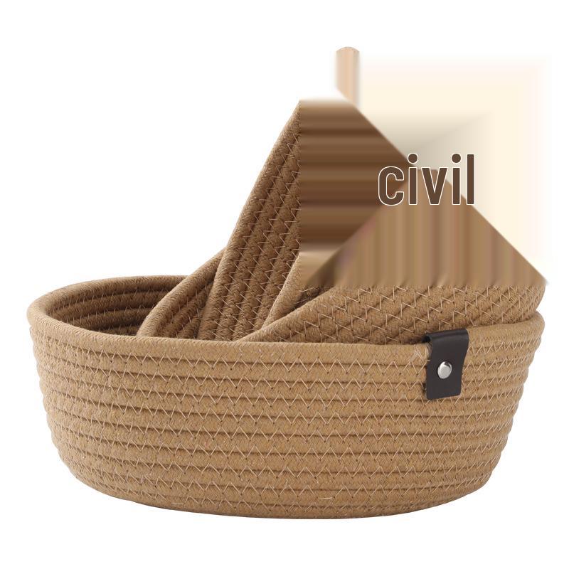 Nordic Cotton Rope Woven Storage Basket - Desktop Organizer for Sundries & Cosmetics