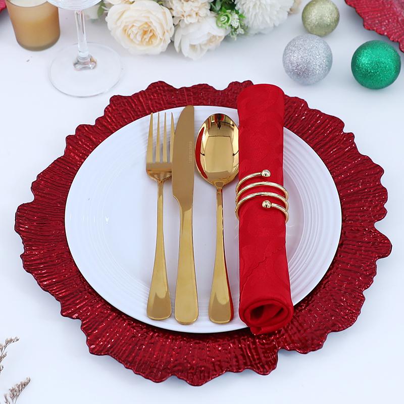 

6 шт., 12,6-дюймовые, пластиковые зарядные пластины Golden Reef, многоразовые и ударопрочные, идеально подходят для свадьбы, вечеринки, Рождества 13 inches