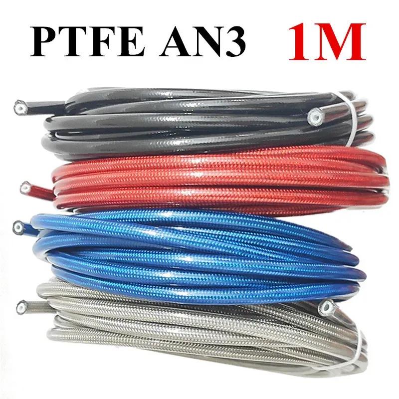 1M AN3 Motorcycle Braided Stainless Steel Nylon Brake Line Hose Fluid Hydraulic Hose Ptfe Brake Line Gas Oil Fuel Tube Pipe