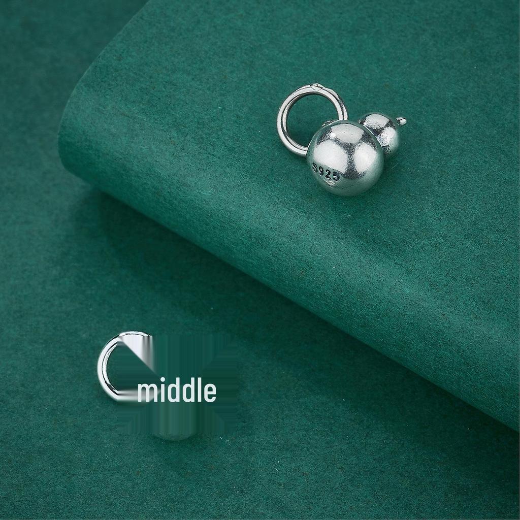 Solid S925 Sterling Silver Aged Matte Gourd Pendant for DIY Bracelets