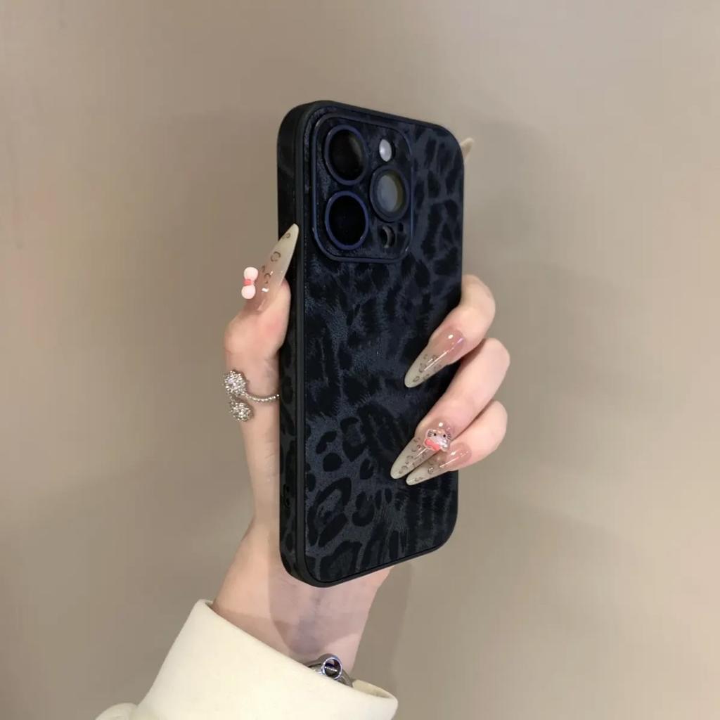 Leopard Print Leather Pattern Mobile Phone Case Suitable for IPhone 16 Protective Case 15promax Apple 15 with Lens Film