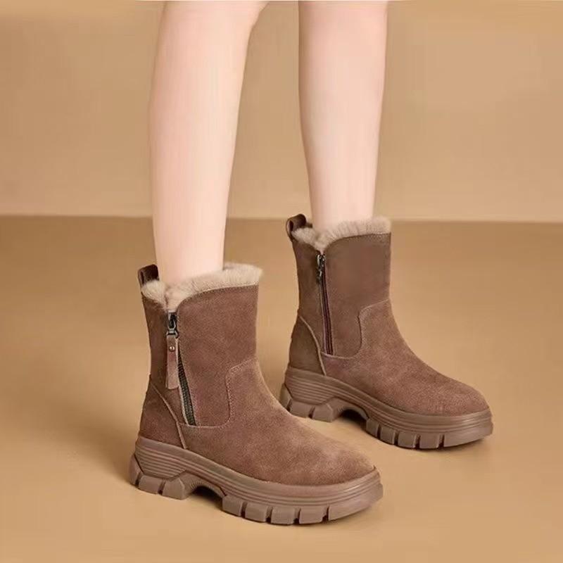 New Platform Martin Boots Women's 2025 New Large Cotton Shoes Mother Short Boots Velvet Warm Snow Boots Non-slip