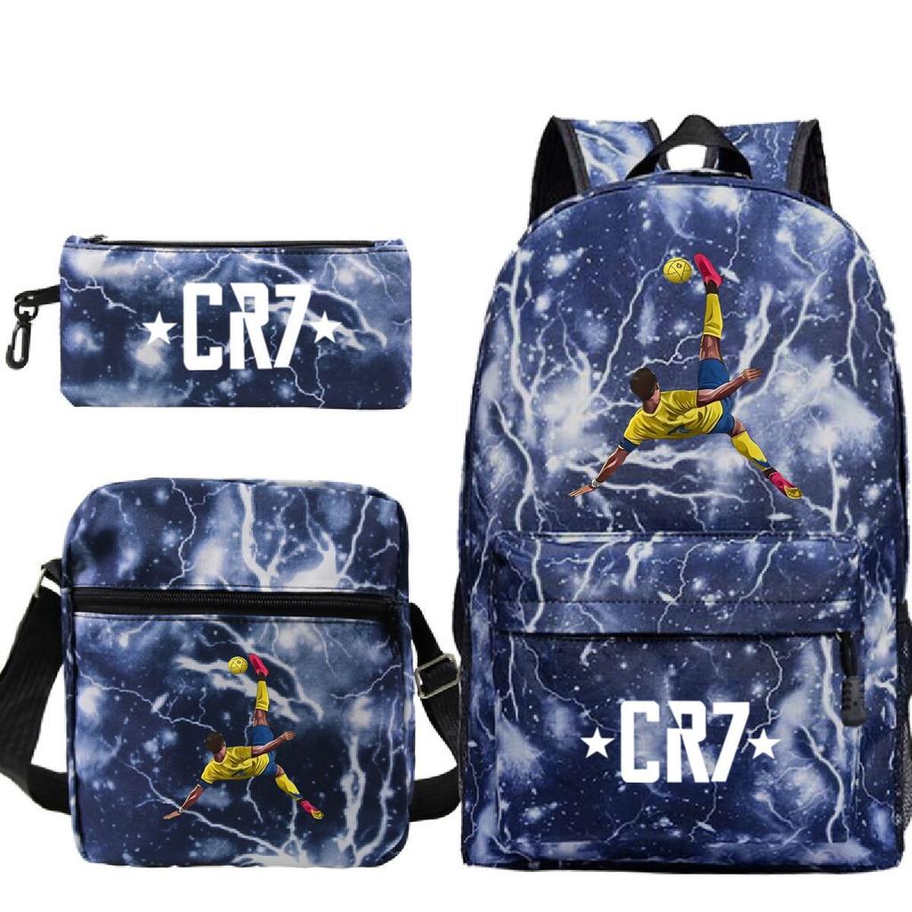 Cartable grande capacité avec bandoulière; set de trousse à crayons trois pièces pour étudiant