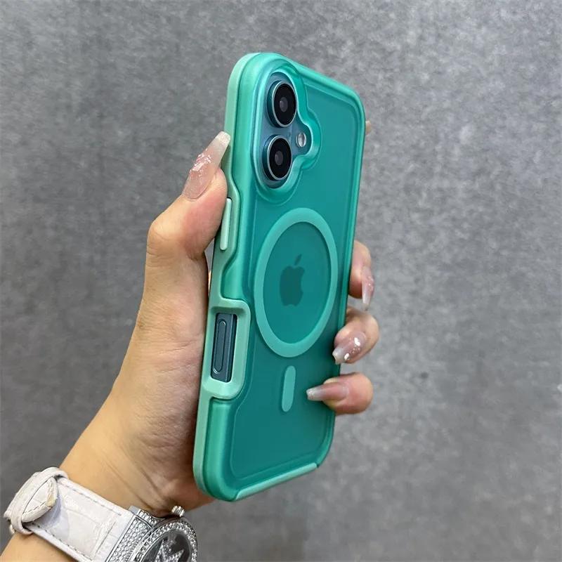For  Matte Armor Translucent Case for For Iphone 16 1 14 13 17 Pro Max 17 Air Plus 11 12 Double Color Magnetic Hard Cover