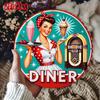 D VintageInspired  Diner Iron Metal Sign  Round Wall Art Decor Classic Restaurant Style for Home Bedroom  Ideal Gift