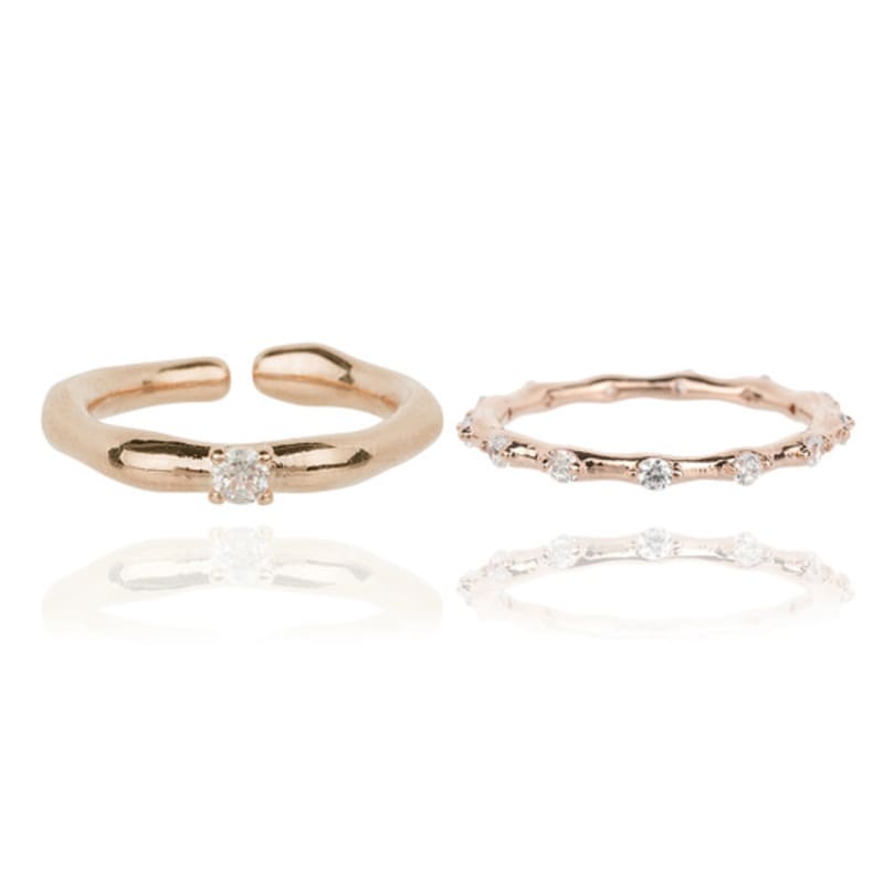 AUGUST ALICE Rough & Bone Ring Set_Champagne Gold