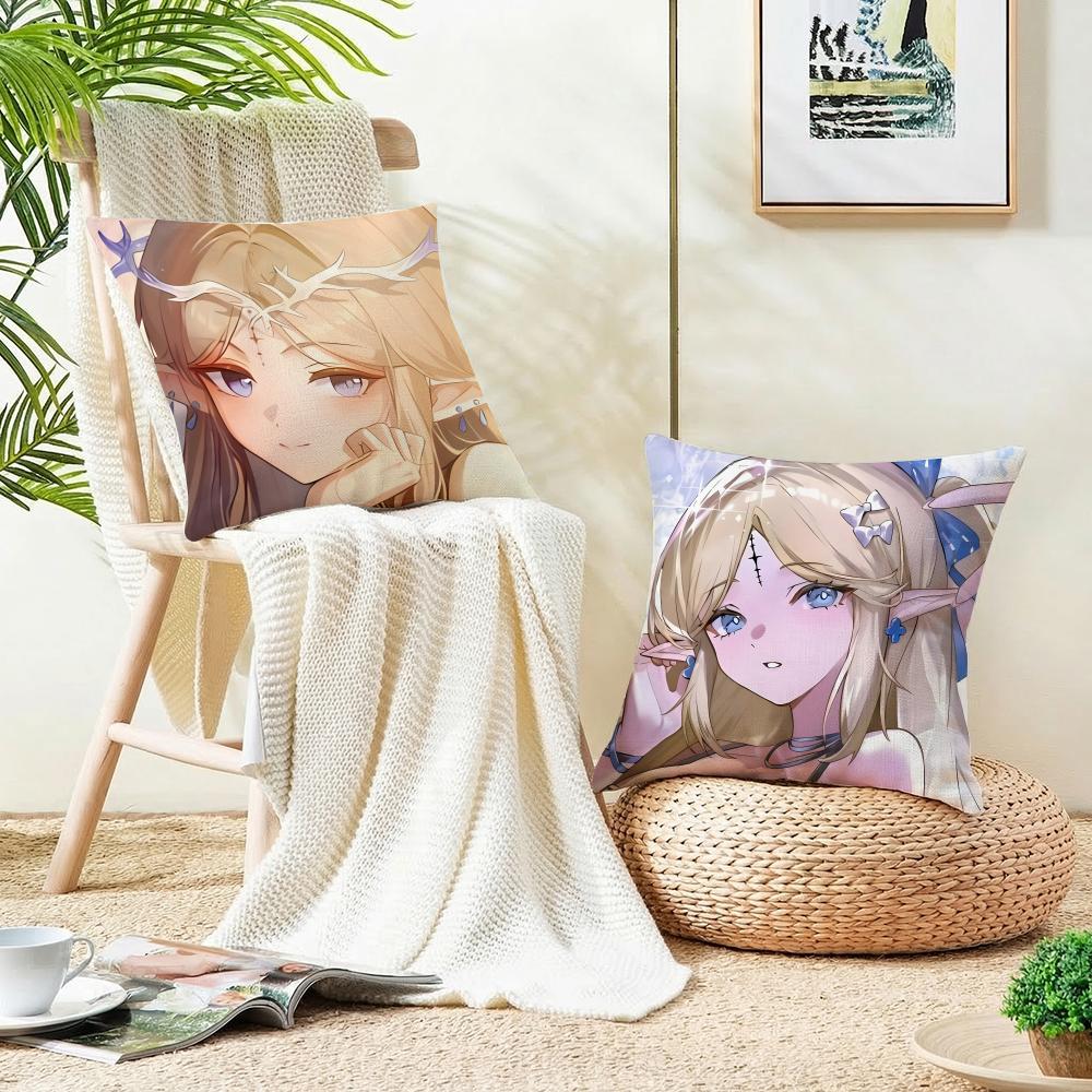 Mysterious WWuthering WavesS Cushion Cover Breathable and skinfriendly linen pillowcase square removable and washable cushion