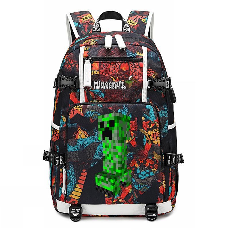 Hot Selling Minecraft Game Peripheral Printed Backpack Outdoor Large Capacity Travel Bag