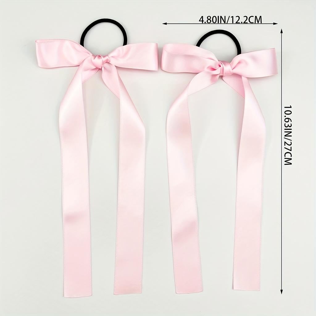 2pcs Elegant Ribbon Bowknot Decorative Hair Loops Trendy Elastic Hair Ties for Women And Girls Wear Hair Accessories