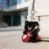 Electric Guitar Cat Keychain Plush Rock Star Cat Plush Pendant Soft Stuffed Cat Keyring Cute Bag Charm for Teens & Cat Lovers