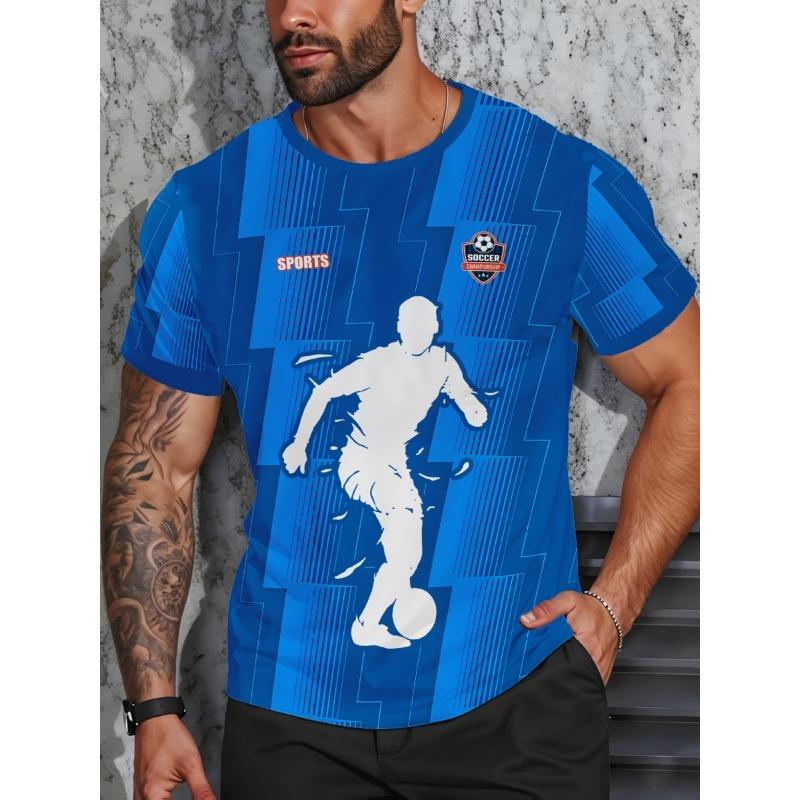 

Man s Summer Comfortable Breathable Plus Size 3DColorful Printed T-shirt- Soft Medium Stretch Polyester Fabric Summer Mens Relaxed Fit Clothing S синий