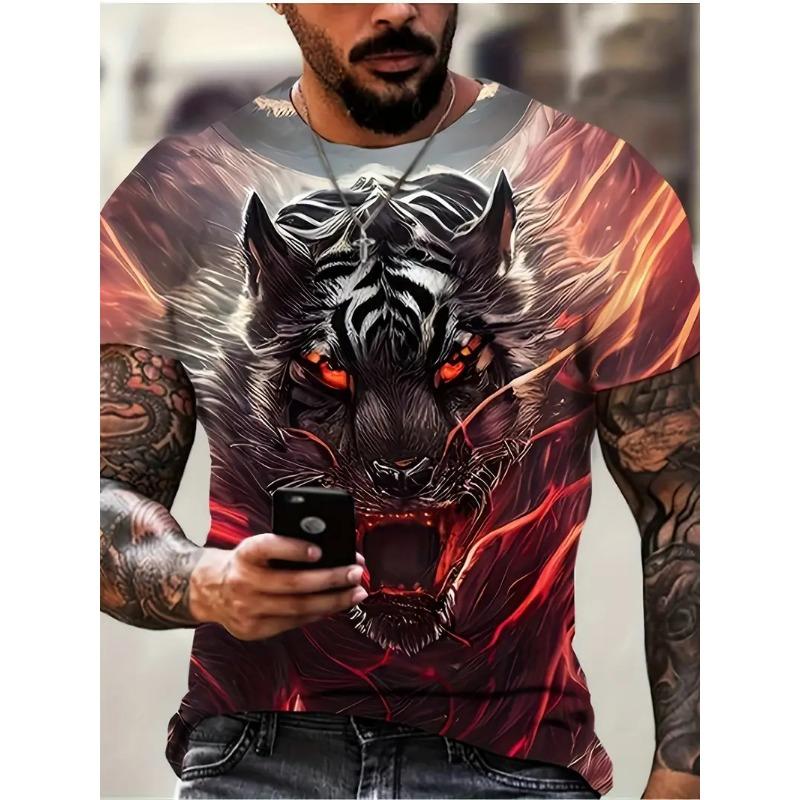 Summer fashion men's printed T-shirt sports casual men's popular short sleeved top
