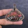 Natural Rhodonite Gemstone Handmade Copper Wire Wrap Jewelry Pendant 2.52" F8m52