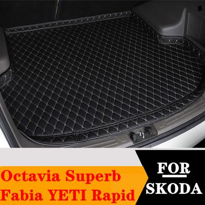 Sinjayer wysoka boczna mata do bagażnika samochodowego AUTO Tail Boot podkładka na bagaż dywan pasuje do SKODA Octavia Superb Fabia YETI Rapid All