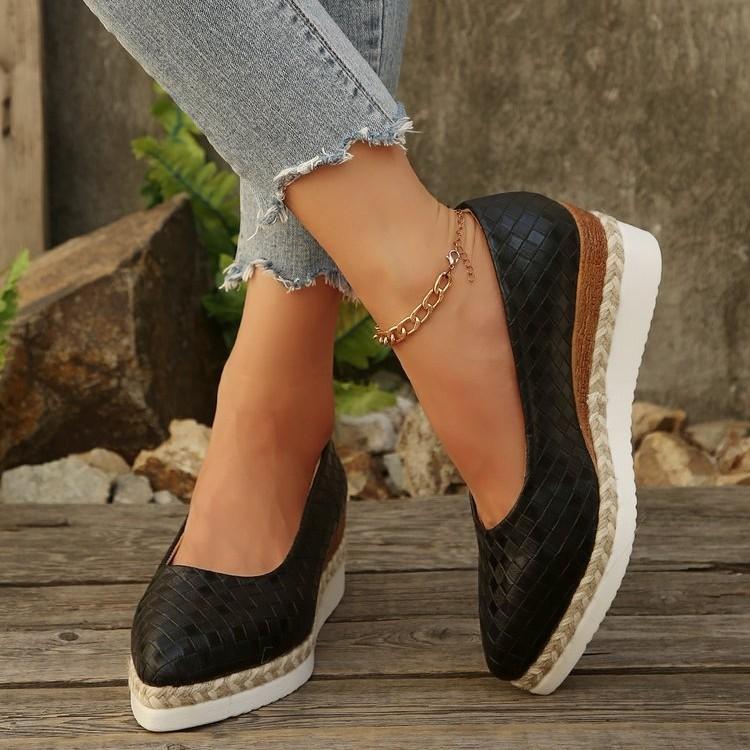 High Heels Pointed Toe Comfortable High-Heeled Shoes Ladies Shallow Mouth Lace-Up Clogs Wedge Platform Women Sneakers
