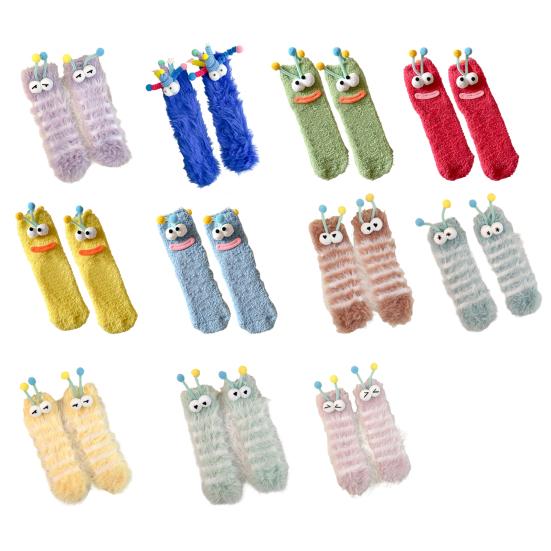Funny Fuzzy Socks Cute Cartoon Fluffy Slipper Socks Women Men Warm Plush Crew Socks for Indoor Wear Sleep Holidays Birthdays Gift