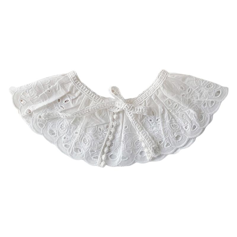 Korean Style Toddler Kids Lace Floral Bibs Cute Hollow Out False Collar Children Clothes Accessiory Pure Color Baby Girls Cotton