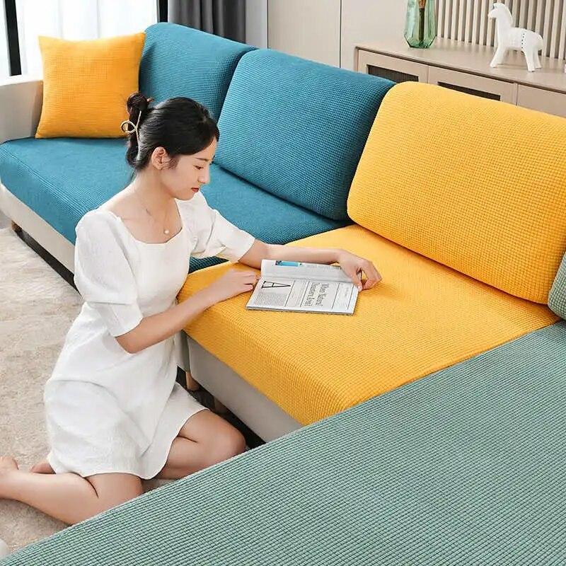 Livingroom Jacquard Sofa Cushion Cover Stretch Washable Removable Couch Covers Universal 1/2/3/4 Seat
