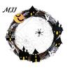 Halloween Wreath for Front Door Spider Web Wreath, Spooky Vine Branch with Ghost Castle Window Hanging Bat Door, Farmhouse, Indoor, Outdoor,