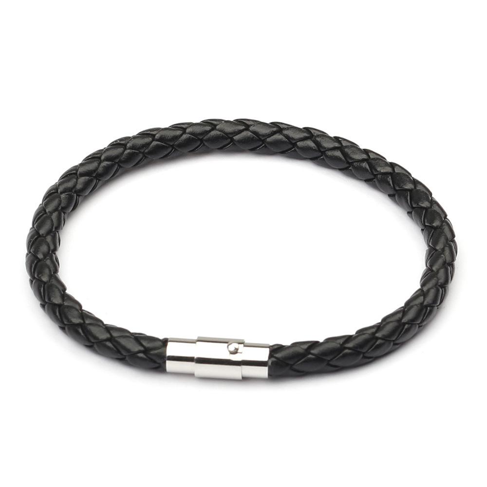 SC Simple Colourful Leather Bracelet Weave Rope Leather Bracelet String Magnetic Buckle Leather Bracelet for Men Women 20-21cm&20-21cm чёрный