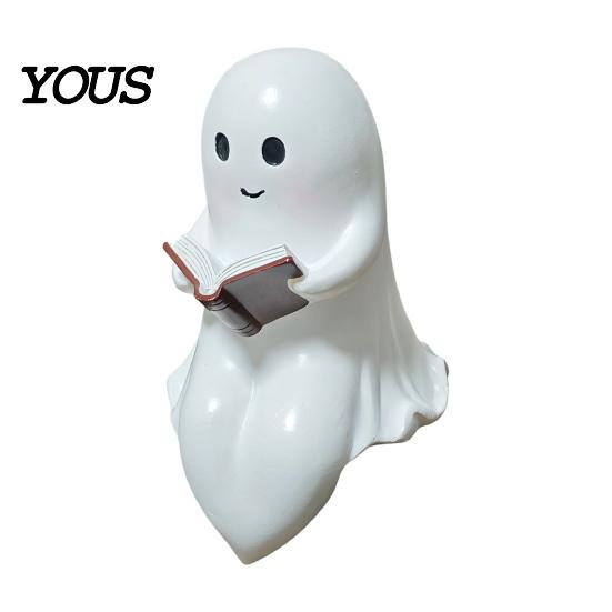 Warm Amber Light Lantern Halloween Hanging Ghost Night Resin Figurine, Vintage Farmhouse Glowing Tabletop Ornament, Decorative Branch Bracket