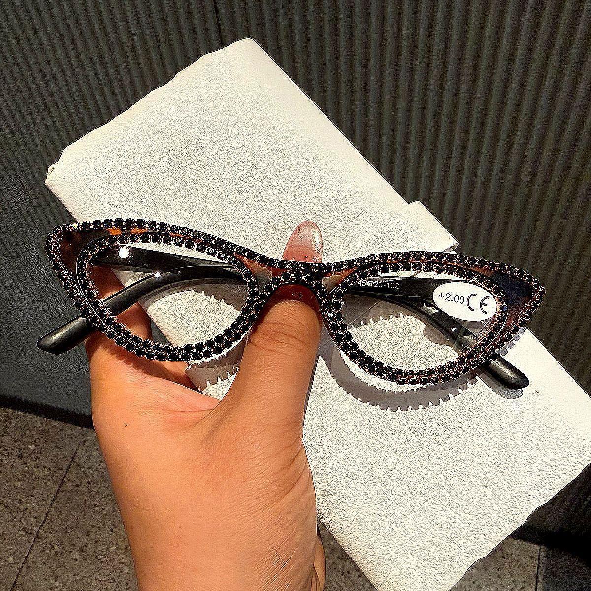 

Luxury Rhinestone Small Cat Eye Optical Glasses with Recipe Women Lady Trendy Retro Presbyopia Eyeglasses gafas de lectura mujer 0