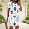 Women Plus Size Round Neck Short Sleeve Abstract Printed Fitted Mini Dress
