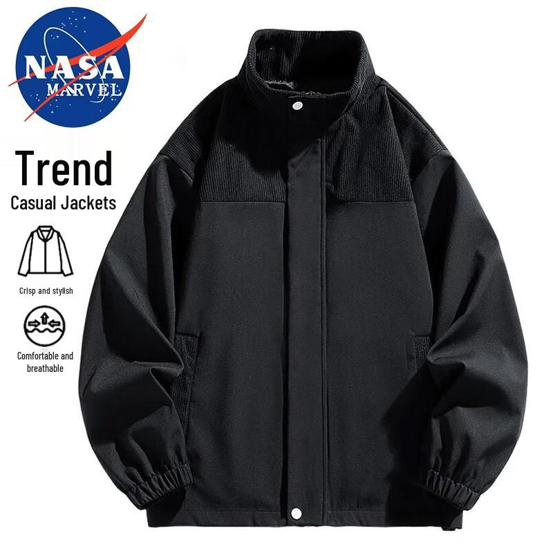 NASA MARVEL Spliced Stand-Collar Casual Jacket