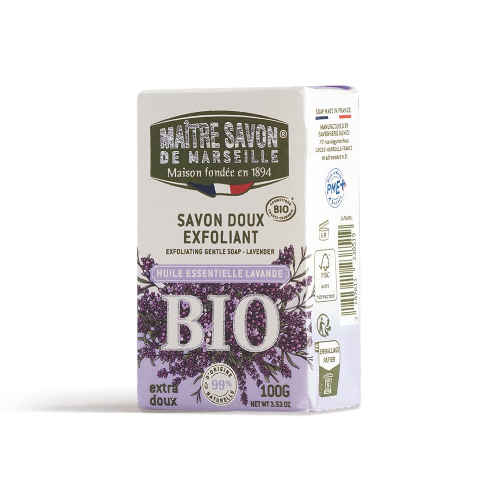 Maitre Savon De Marseille Exfoliant Bio Savon De 100g Marseille, (Lavender)