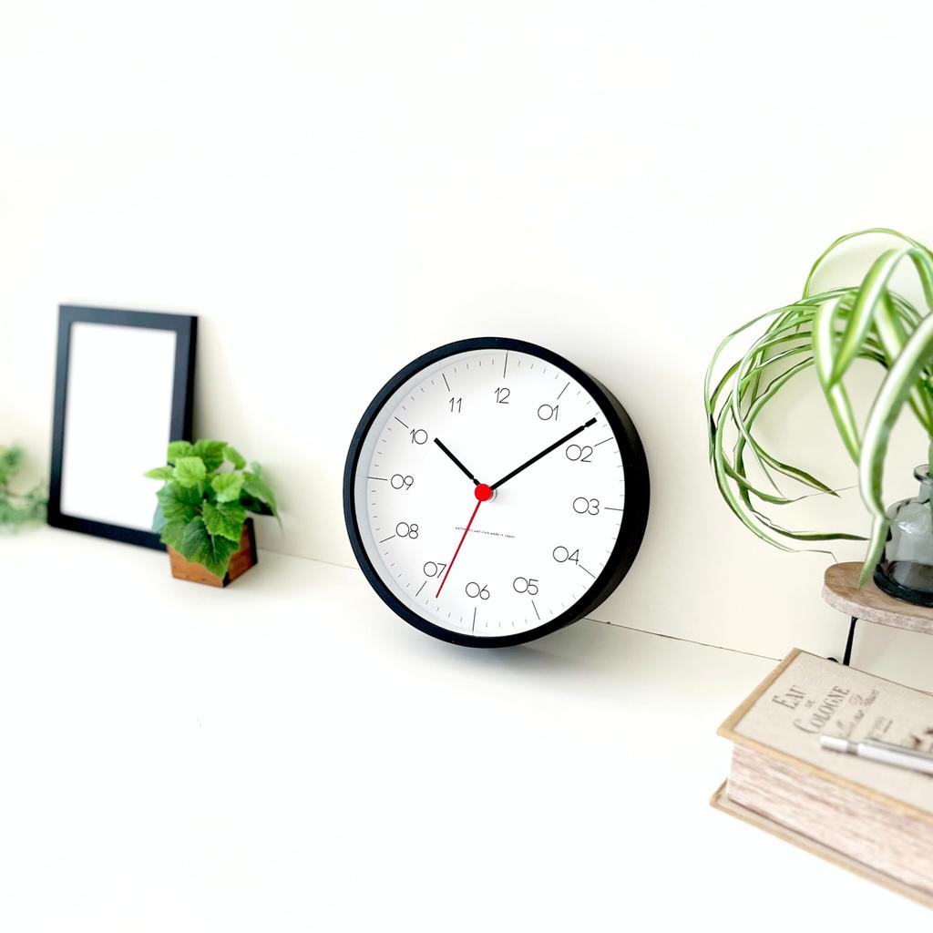 KATOMOKU plywood clock, 24S, black, km-151BKS, wall clock with continuous second hand, 20.2cm diameter (SKP quartz clock)