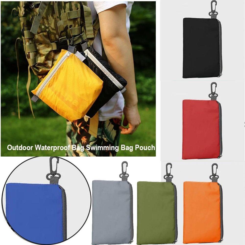 High Quality with Hook Zipper Outdoor Waterproof Bag Pure Color 12*18cm Camping Hiking Storage Bag 10 colors Pocket Pouch