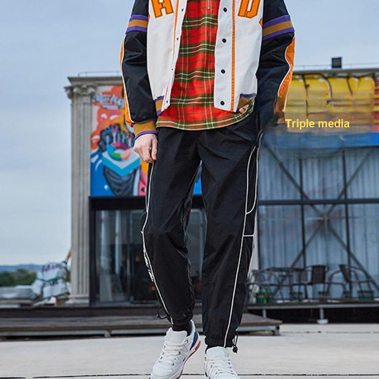 Li Ning Sports Basketball Series Drawstring Loose Fit Long Pants Men Bottoms Black AYKR039-1