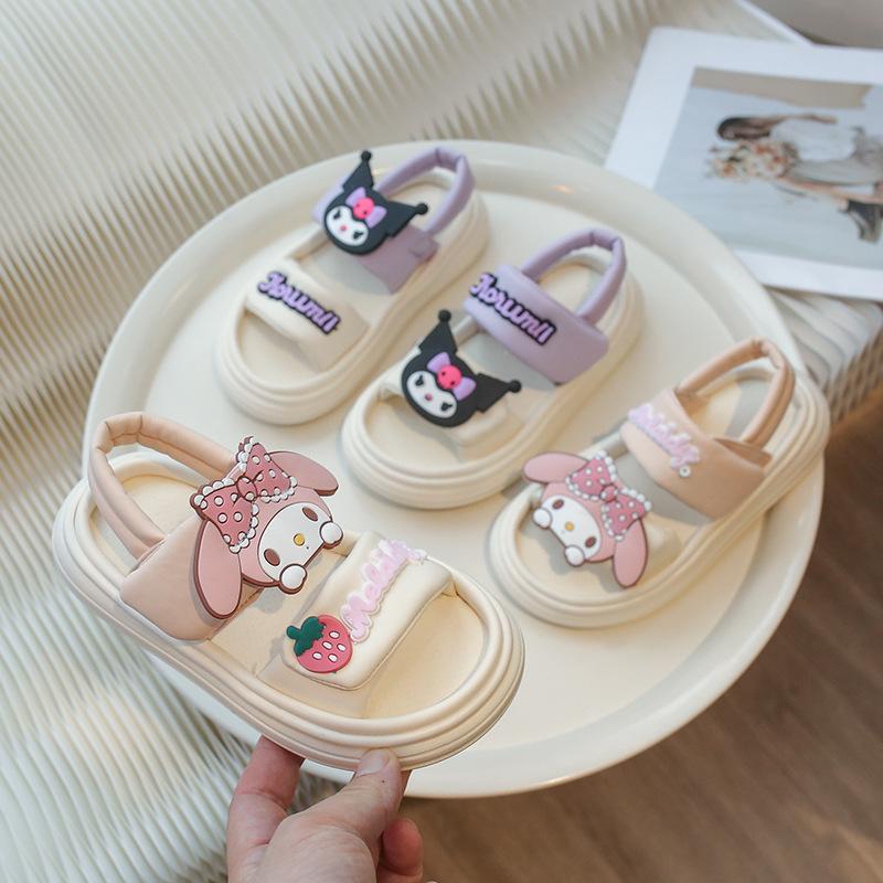 Cartoon open-toe girls' beach shoes, new summer fashion soft-soled princess shoes, breathable non-slip children's sandals
