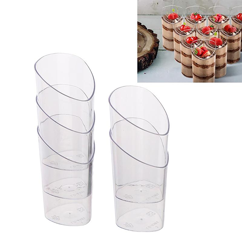 10Pcs 80ml Plastic Pudding Cups With 10 Spoons Ice-Cream Mousse Dessert Picnic Party Packing Dessert Cups Christmas Supplies