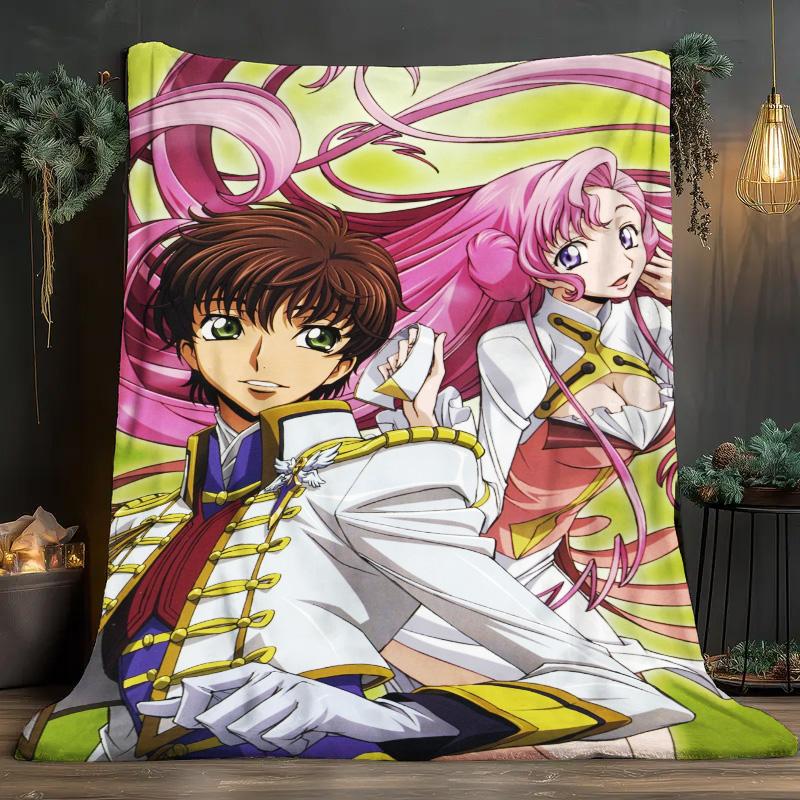 Code Geass Anime Flannel Throw Blanket, Soft Blanket for Sofa Bed, Suzaku Euphemia Character Print Home Decoration