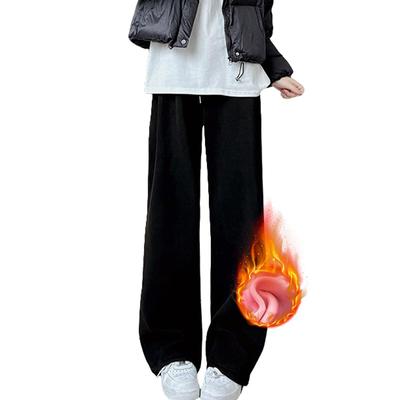 Calças de Algodão Quente FEISEDY com Quatro Bolsos Soltos Plus Coreanos Ajustáveis A8273 Femininas com Forro de Lã, Caimento, Tamanhos, Estilo, Esportes, Deslocamento, Casual,