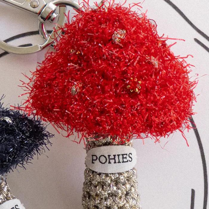 MUSHROOM KEYRING-NAVY/RED