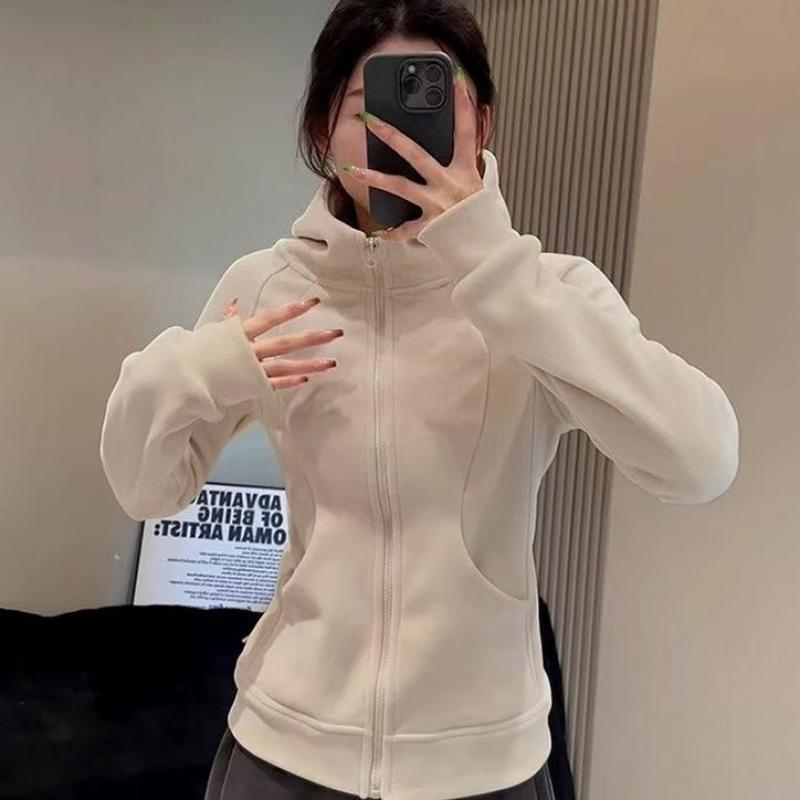 Autumn Updated Polar Fleece Sweatshirt Jacket for Women Spring and Autumn Fleece Jacket Waist-cinching Velvet Thickening Slim Fit