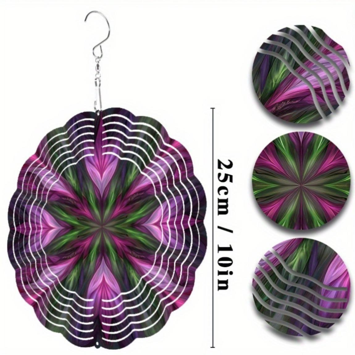 

10-дюймовый подвесной воздушный змей с симметричным цветочным узором, крючок с вращением на 360 градусов для декора сада, балкона, без батареек, динамичное искусство, подарок 01A