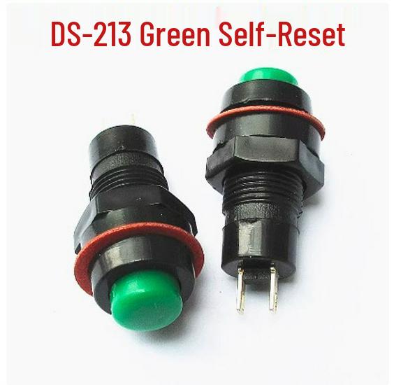 Round Red/Green Button Switch with Locking, Non-Locking & Self-Reset, 10mm Hole (DS-211/213)