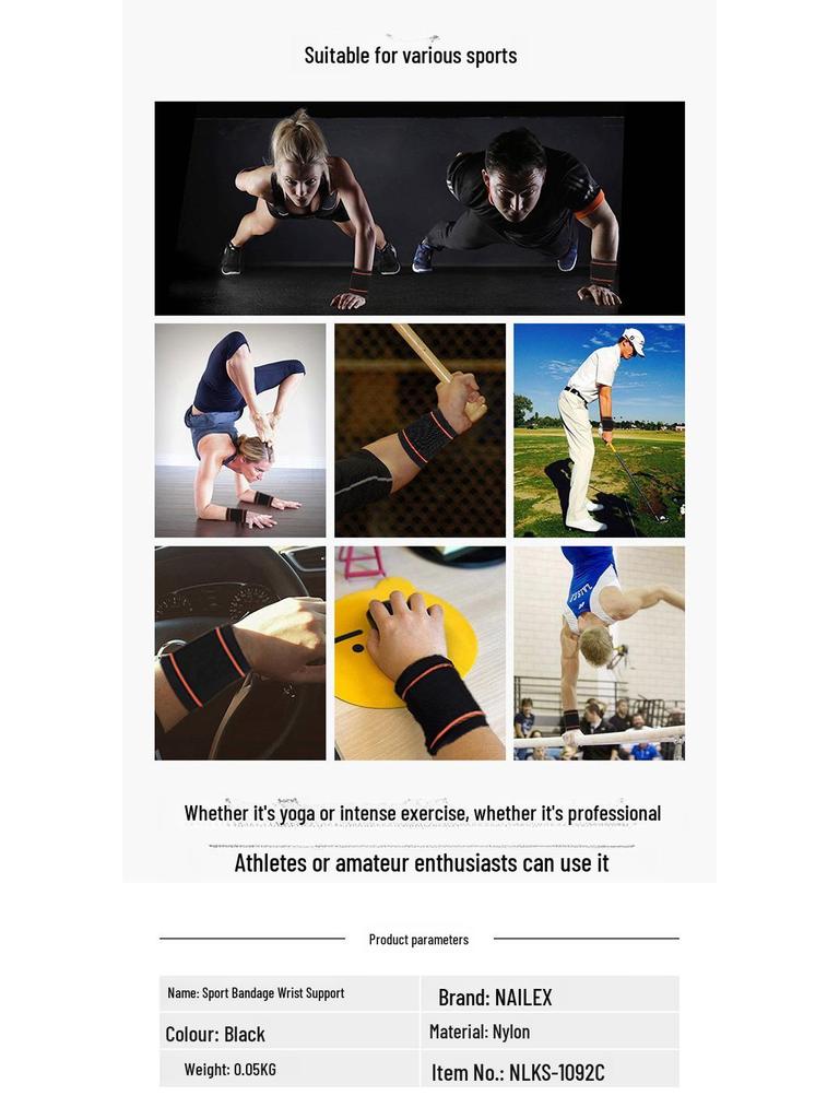 Pánský sportovní chránič zápěstí - Náramek na šlachy pro basketbal, vzpírání a fitness; Ochranný rukáv pro podvrtnutí a podporu kloubů.