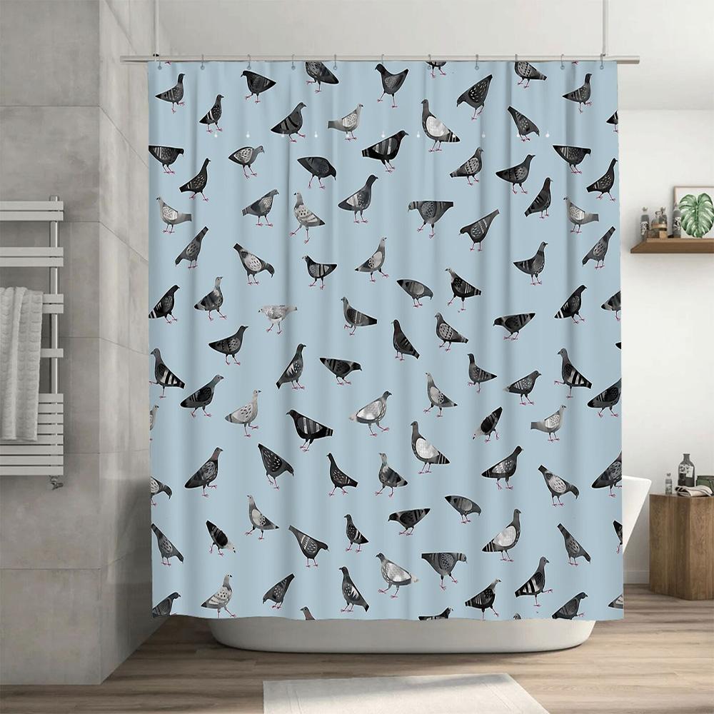 Bathroom Curtain Bird Pattern Shower Curtain Vintage Forest Animals Nature Decor Waterproof Fabric Home Decor Washable Liner