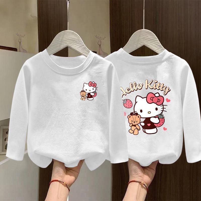 Girls' Autumn 2025 Korean-Style White Cotton Long-Sleeve Top for Older Children