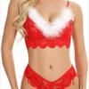 European & American Lace See-Through Christmas Lingerie Set - 3 Pieces