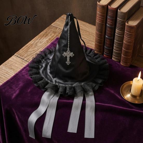Decorative Spider Pendants Halloween Witch Hat Hanging Decor, Web Ribbon Prop Wizard Party Accents for Party, Dark Costume Accessory Masquerade Themed