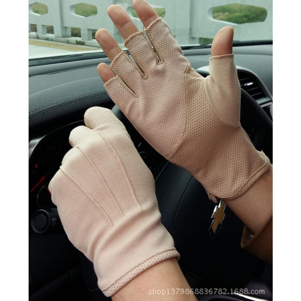 

Солнцезащитные перчатки для вождения мужские тонкие хлопковые перчатки без пальцев one size fits all хаки