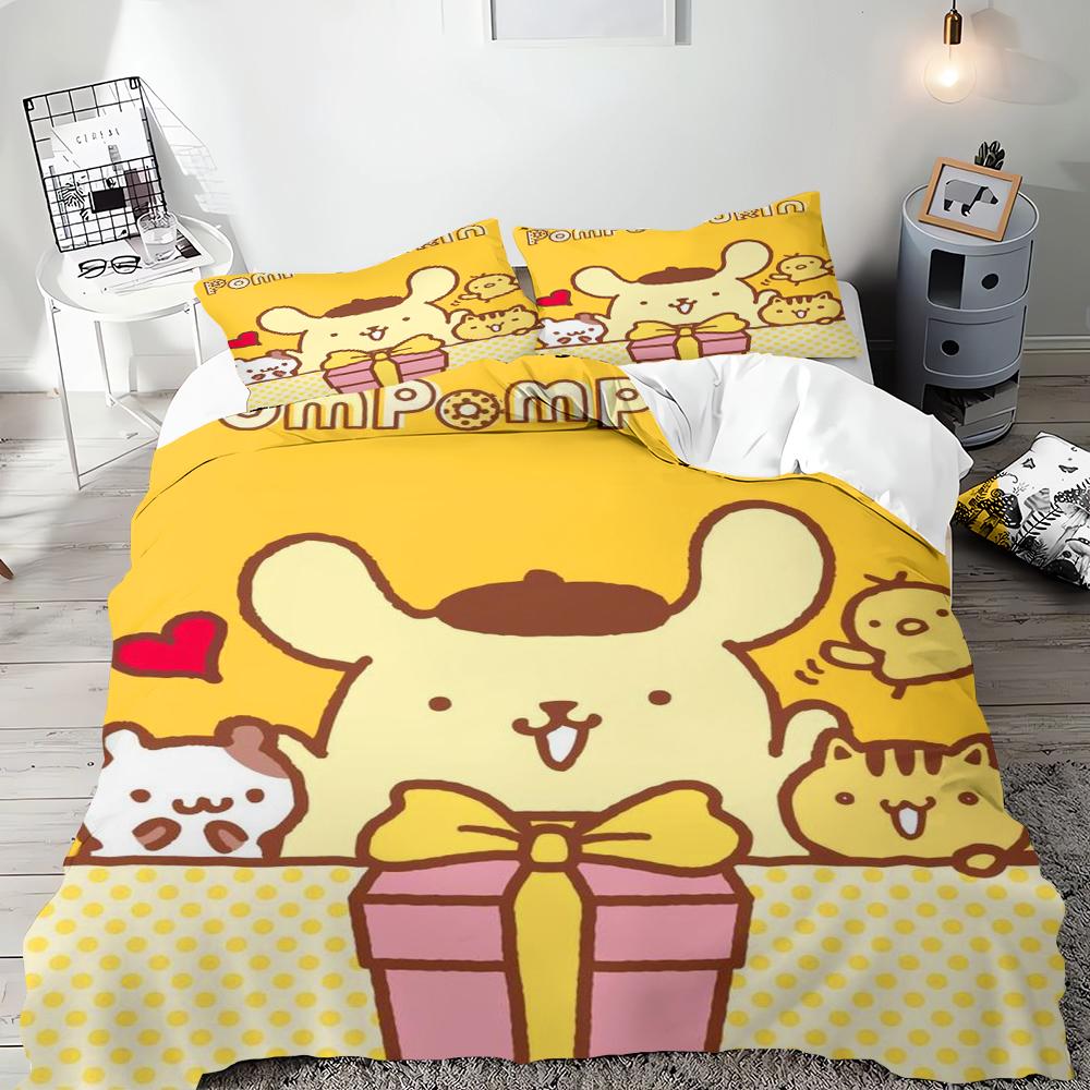 Sanrio Pom Pom Purin Bedding Sets Cartoon Dog Comforter Cover Bed Cover Duvet Cover Pillow Case 2-3 Pieces Sets Bedroom Decor