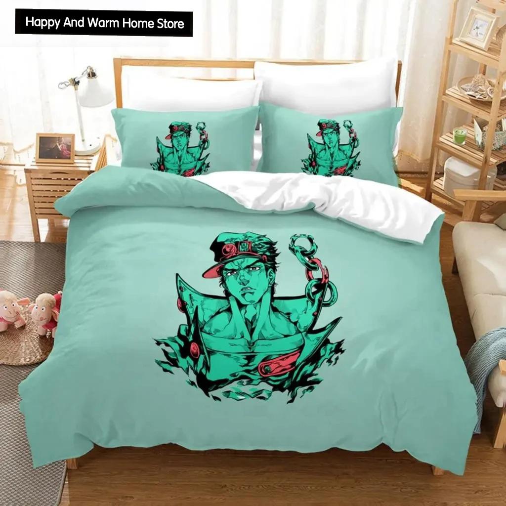 3D Druck Anime JoJo Bizarre Adventure Jotaro Kujo Bettwäsche Set Jungen Mädchen Twin Queen Size Bettbezug Kissenbezug Bett Jungen Erwachsener