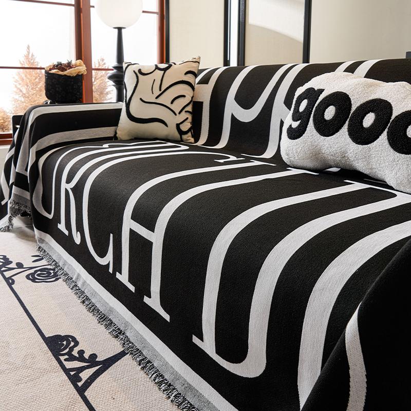 

Чехол для дивана из черной шенилловой ткани с надписью, устойчивый к царапинам от кошек, защитный чехол для мебели, спальни, офиса, гостиной, домашнего декора, чехлы для диванов 180x130cm